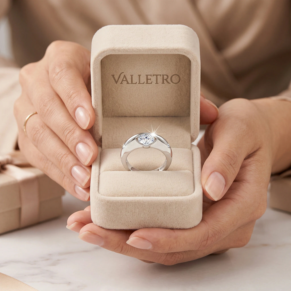 Valletro Rotating Moissanite Ring, silver color, view 8