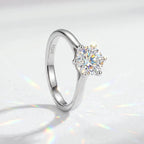 Valletro Classic Moissanite Solitaire Ring, silver color, view 6