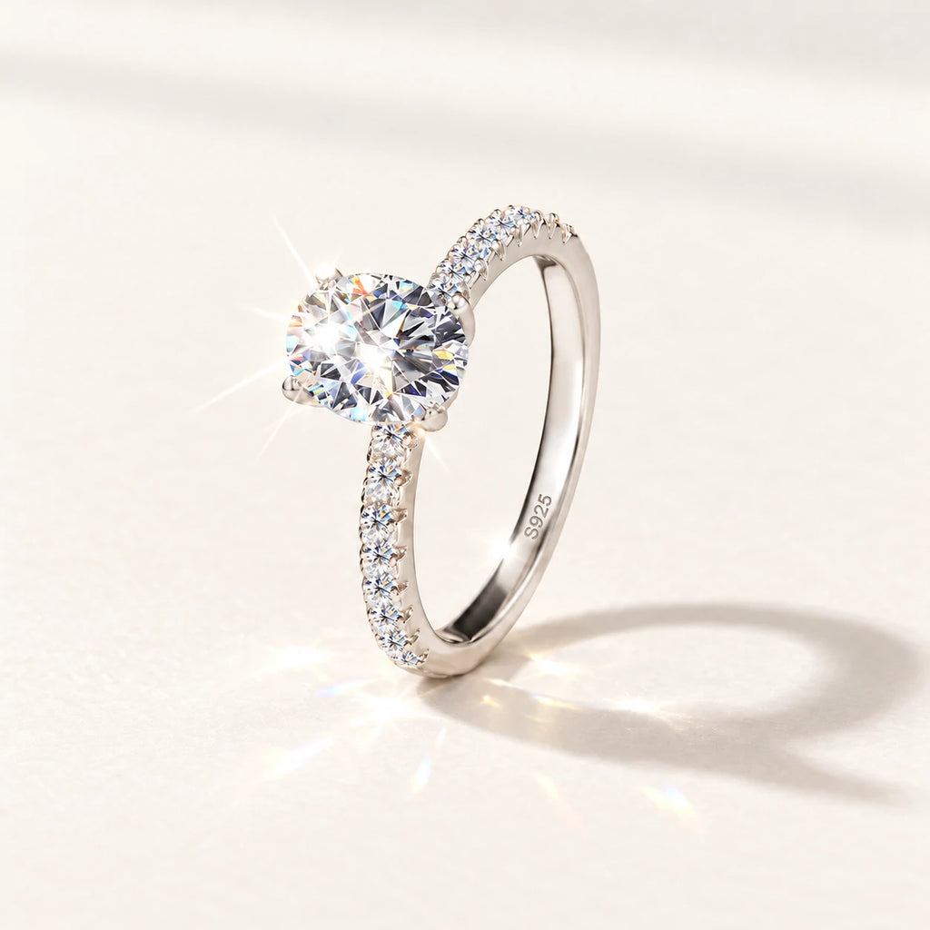 Oval Moissanite Pavé Ring — detail view 3