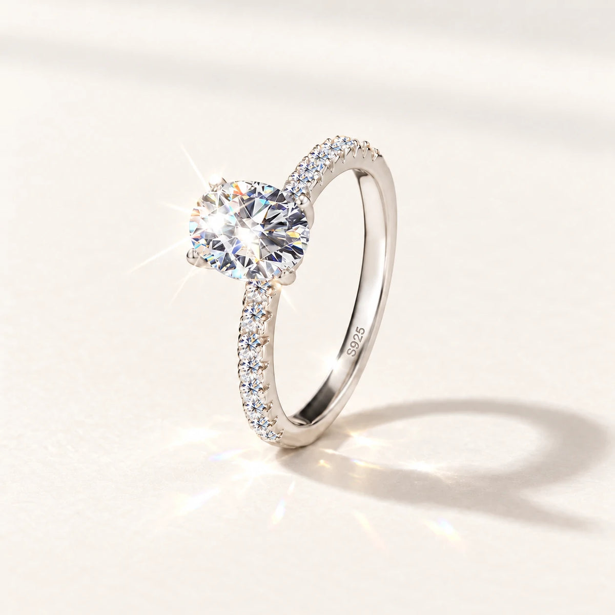 Oval Moissanite Pavé Ring — detail view 3