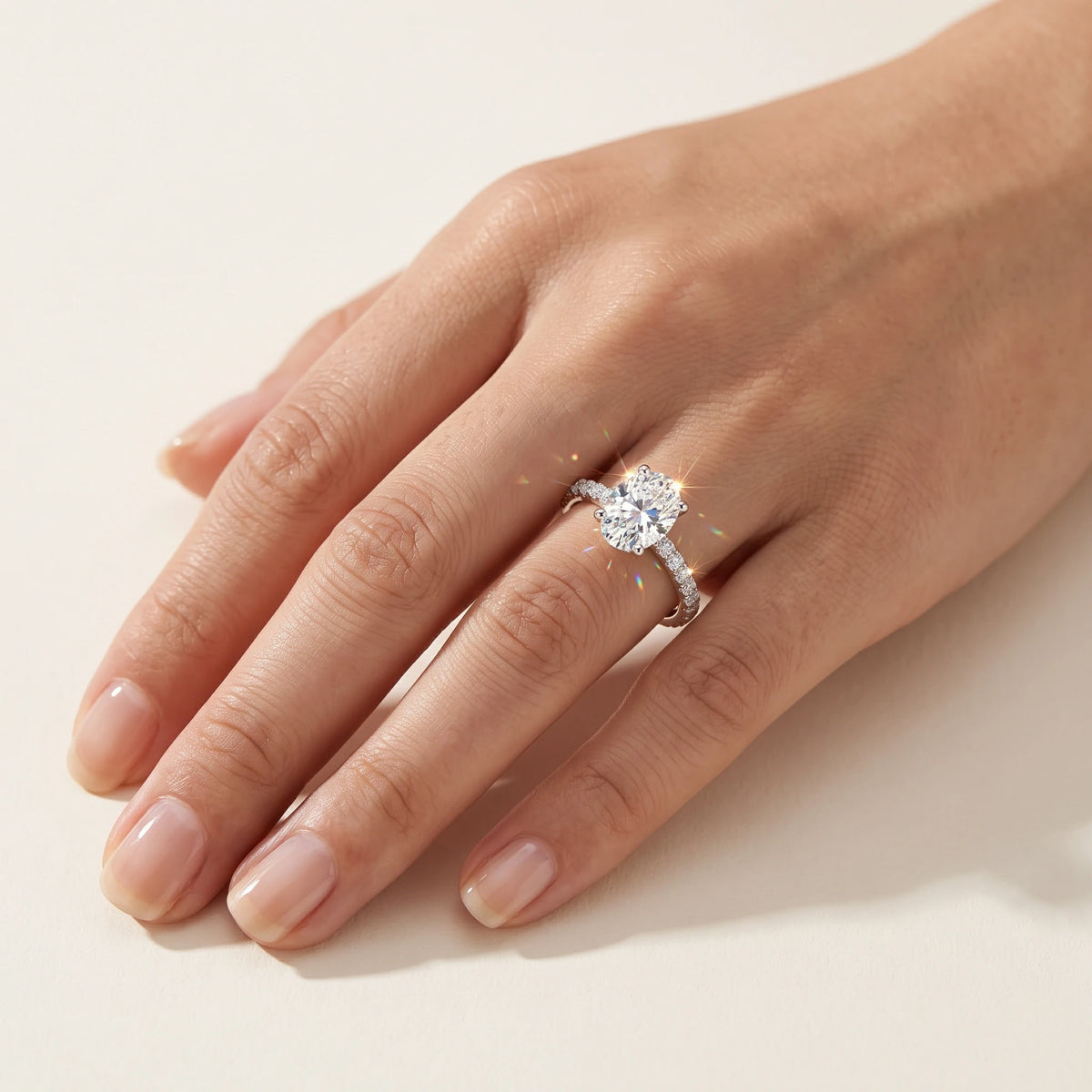 Oval Moissanite Pavé Ring — detail view 7