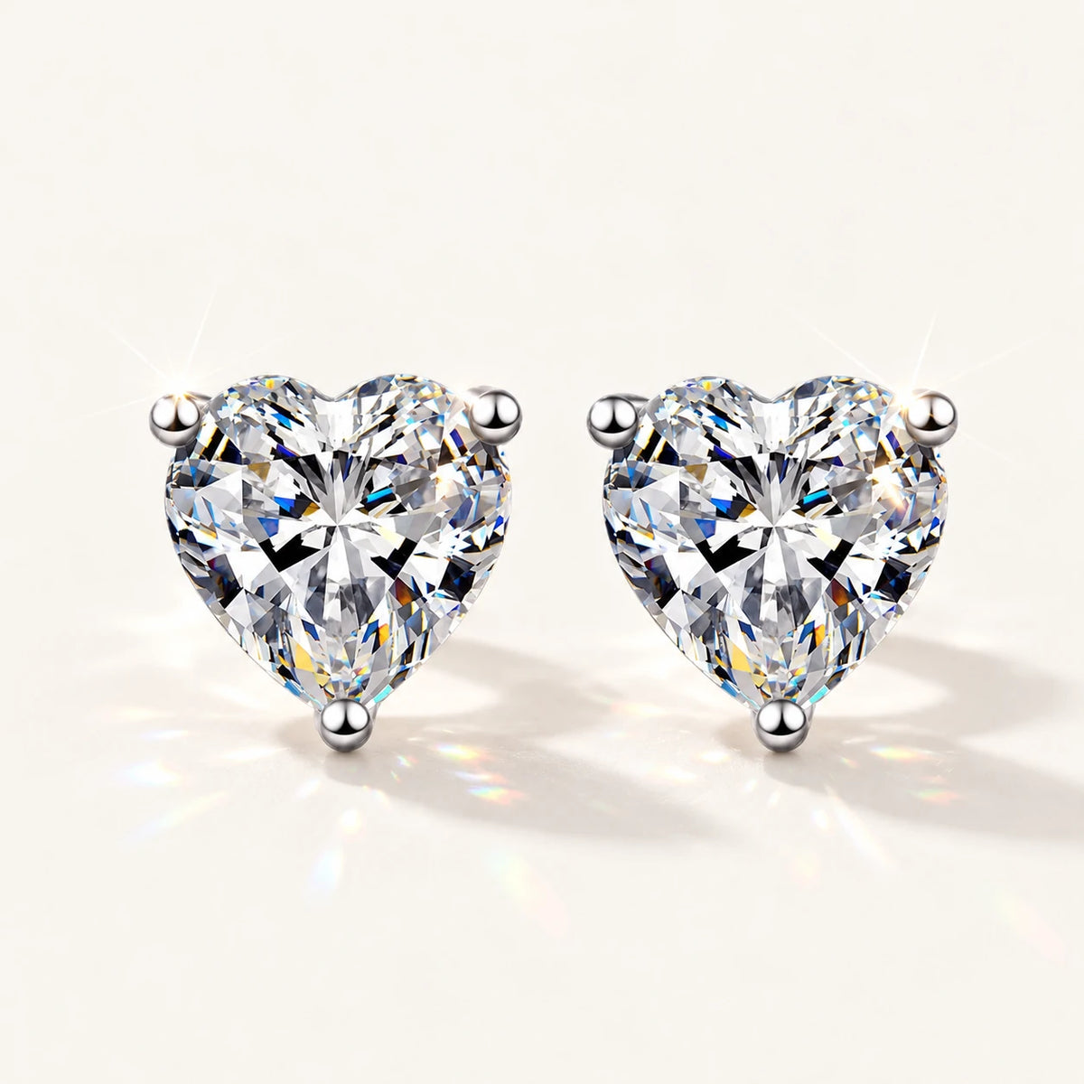 Heart Moissanite Stud Earrings — main product view 1