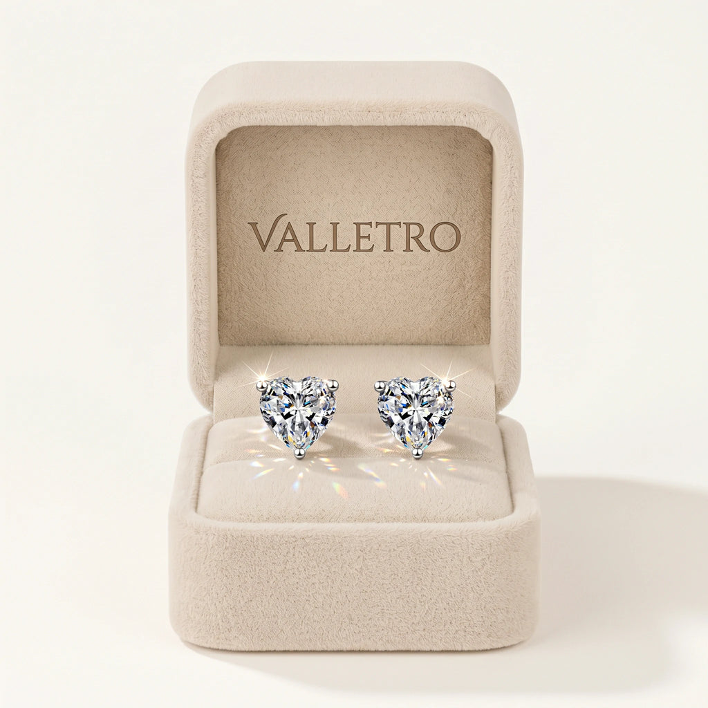 Heart Moissanite Stud Earrings — detail view 6