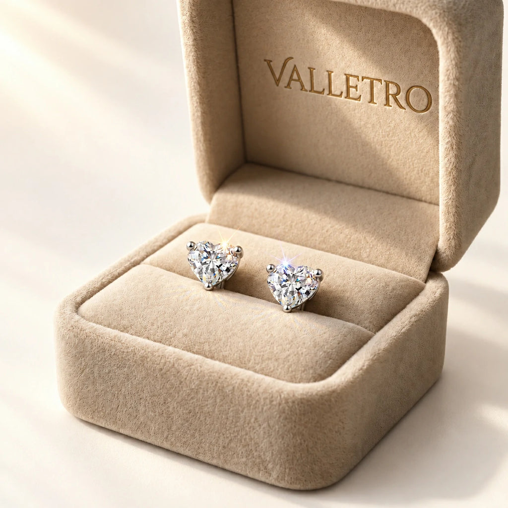 Heart Moissanite Stud Earrings — detail view 8