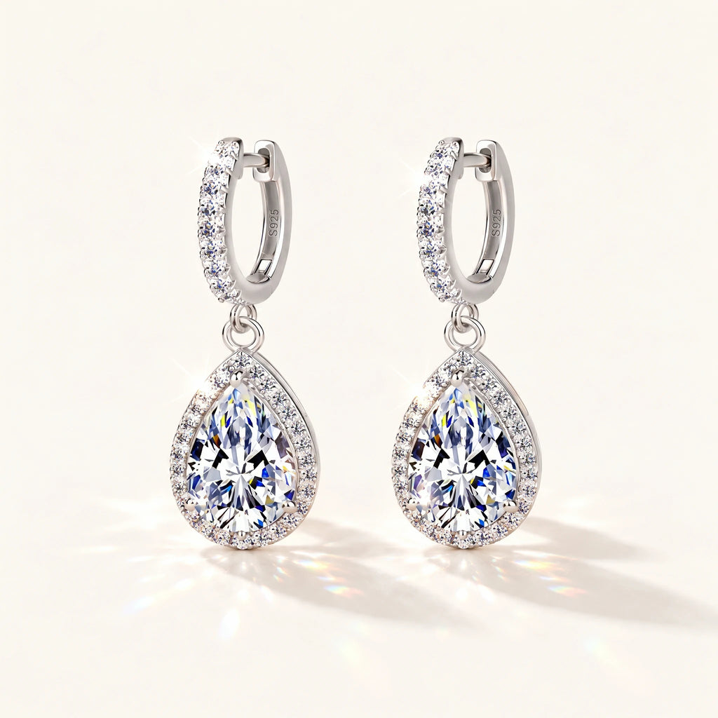 Pear Moissanite Drop Earrings — main product view 1