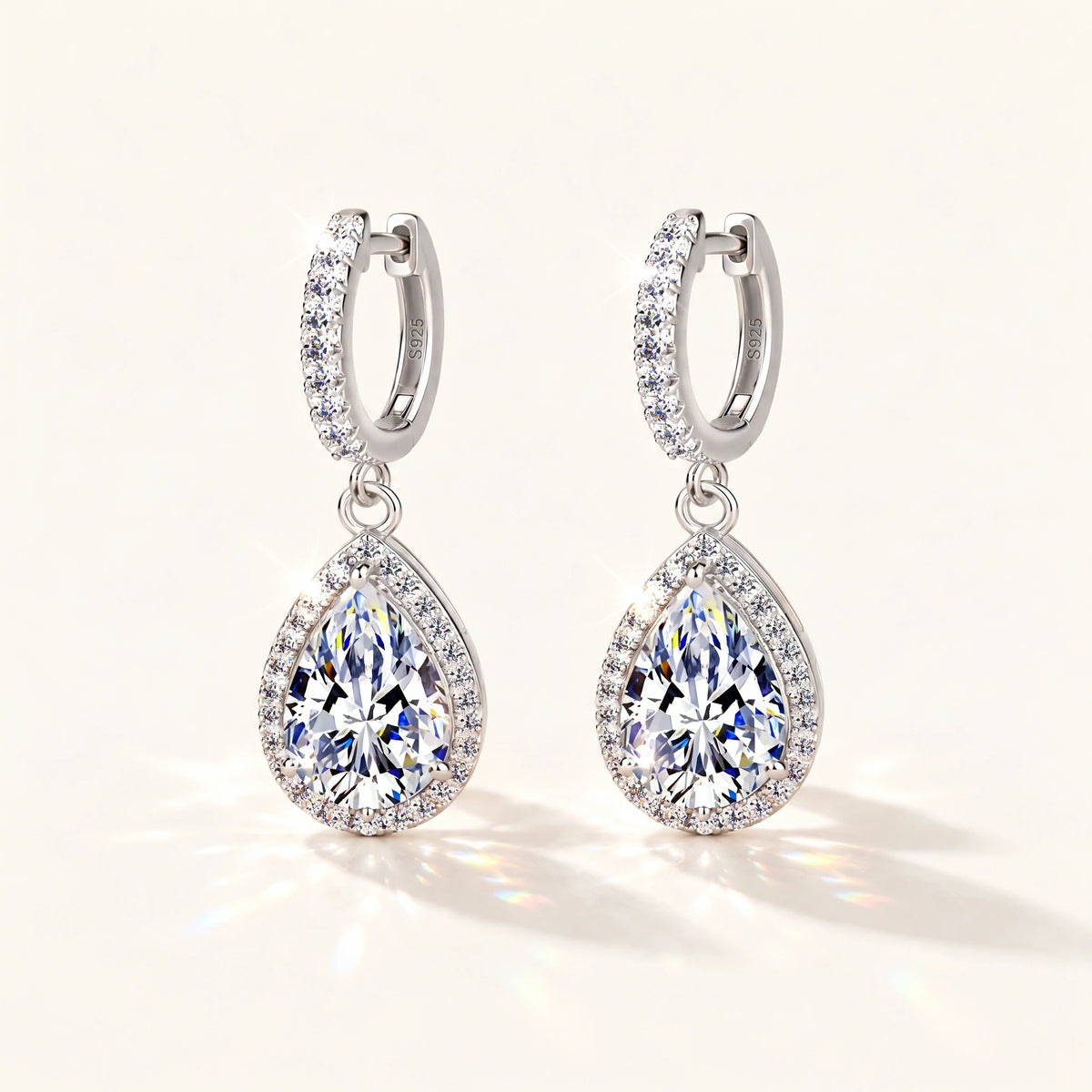 Pear Moissanite Drop Earrings — main product view 1
