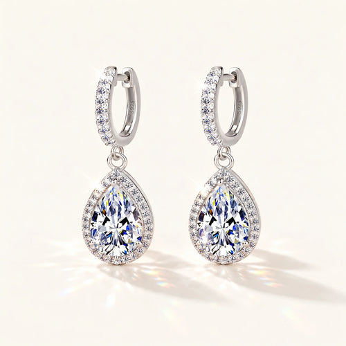 Pear Moissanite Drop Earrings — main product view 1