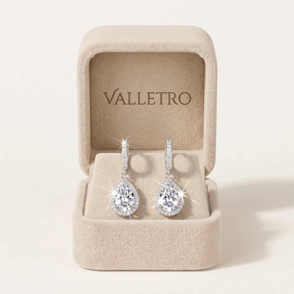 Pear Moissanite Drop Earrings — detail view 7