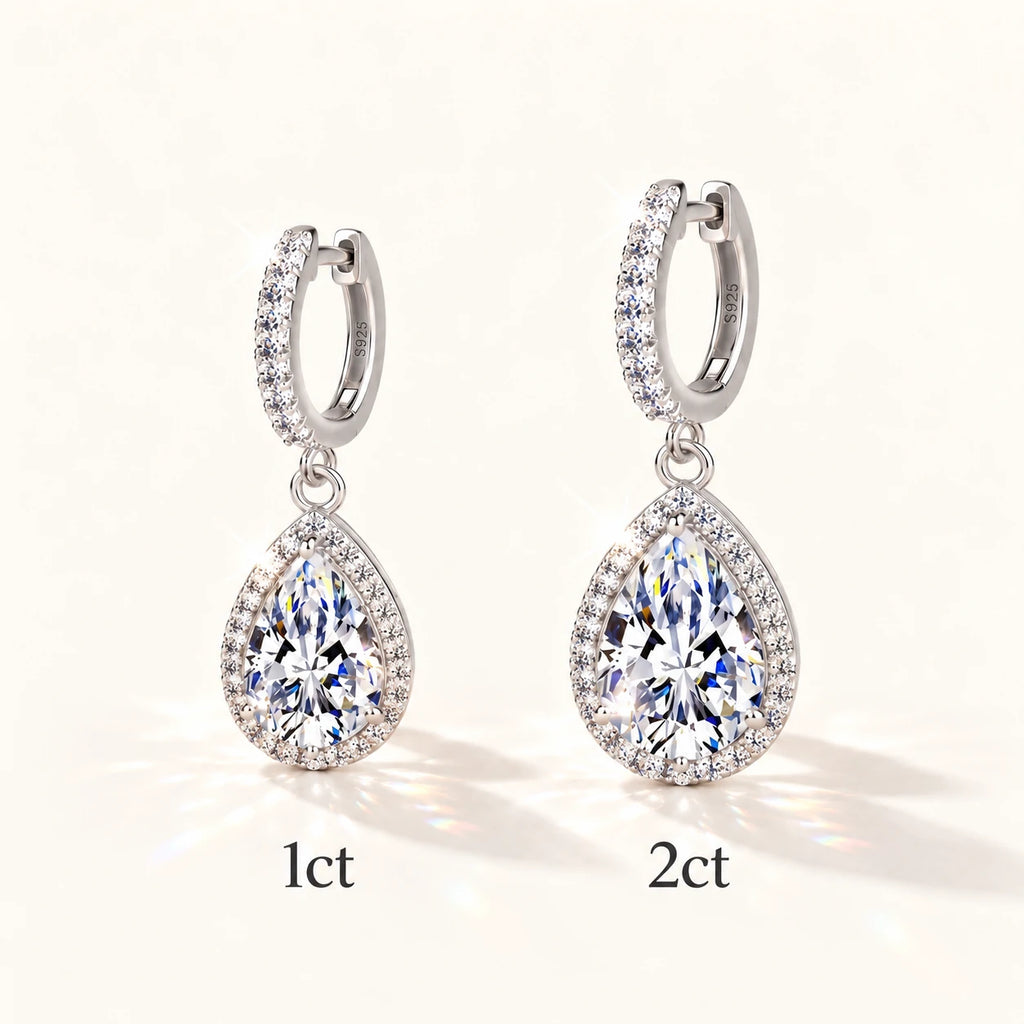 Pear Moissanite Drop Earrings — detail view 8