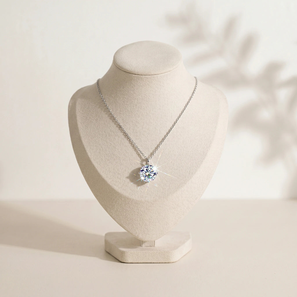 Moissanite Solitaire Pendant Necklace — detail view 3