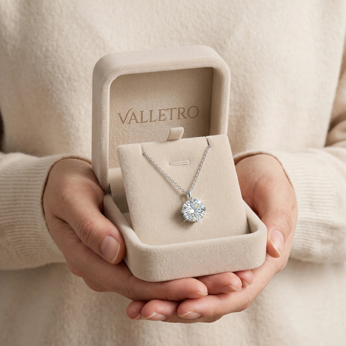 Moissanite Solitaire Pendant Necklace — detail view 4