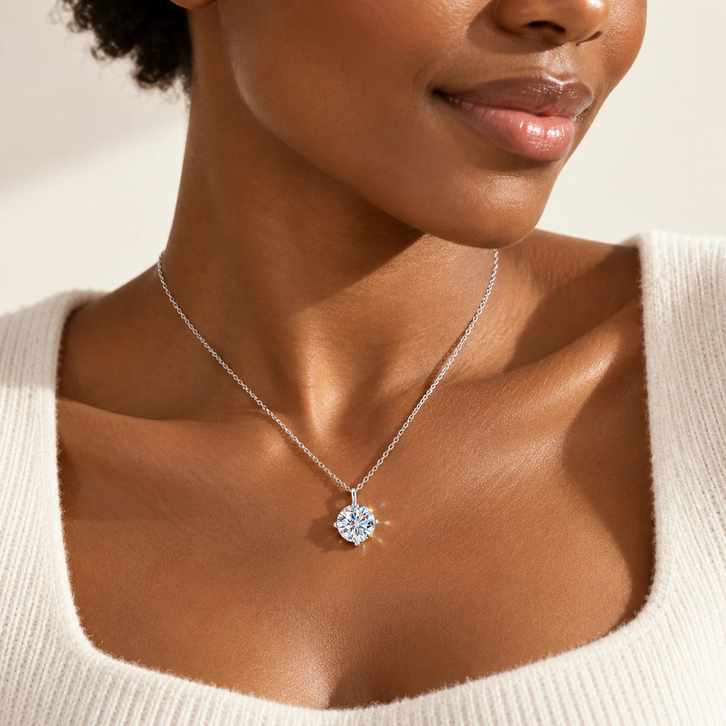 Moissanite Solitaire Pendant Necklace — detail view 6