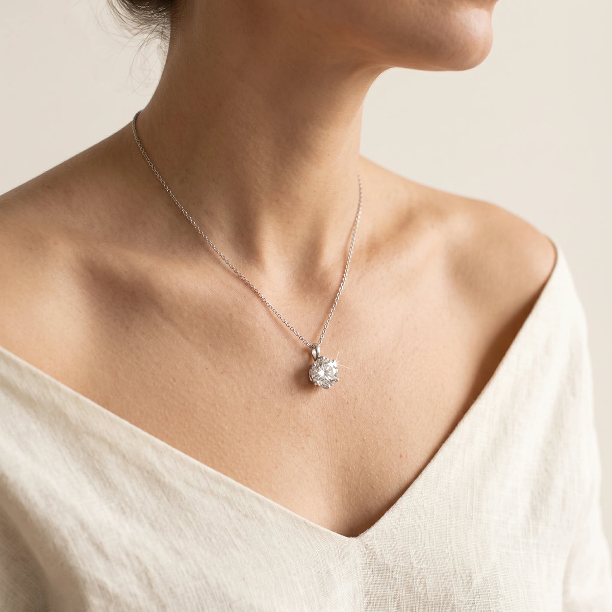 Moissanite Solitaire Pendant Necklace — detail view 10